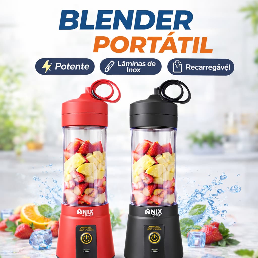 Mini Liquidificador Portátil USB Shake Take Juice Cup 6 Lâminas Recarregável