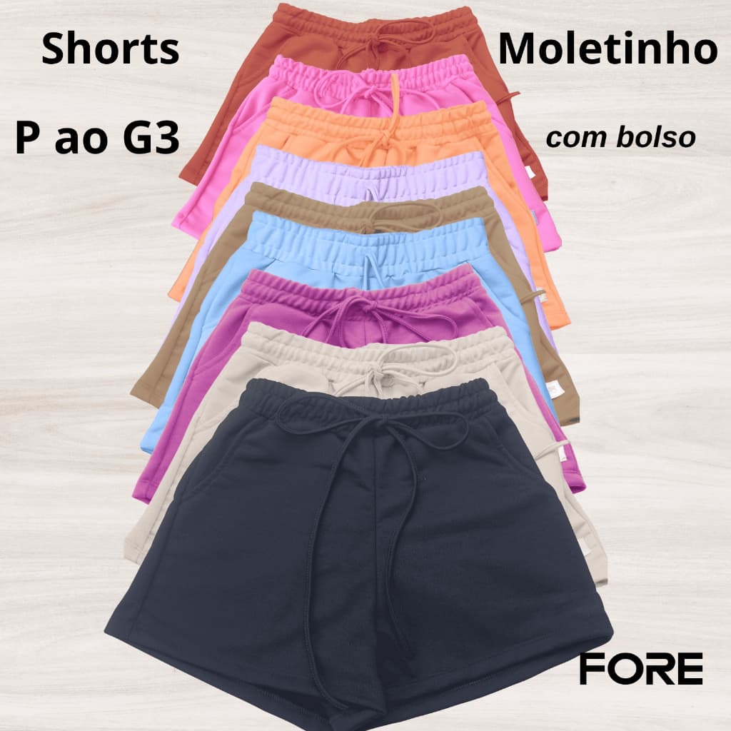 Shorts Feminino Soltinho Moletom Com Bolso Estiloso 080374-A