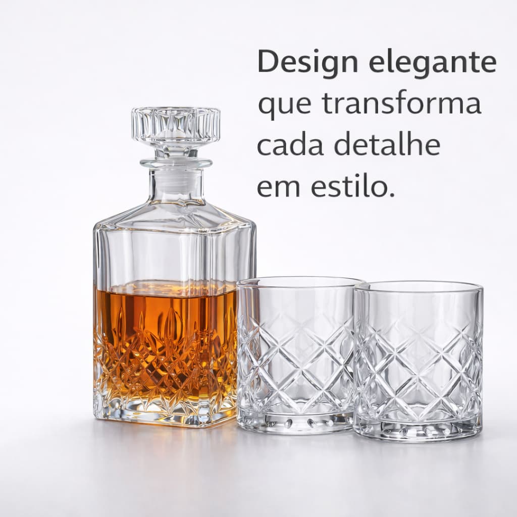 Kit Licoreira Garrafa De Vidro Para Whisky 2 Copos De Whisky Mini Bar Em Casa Decoração Uisque