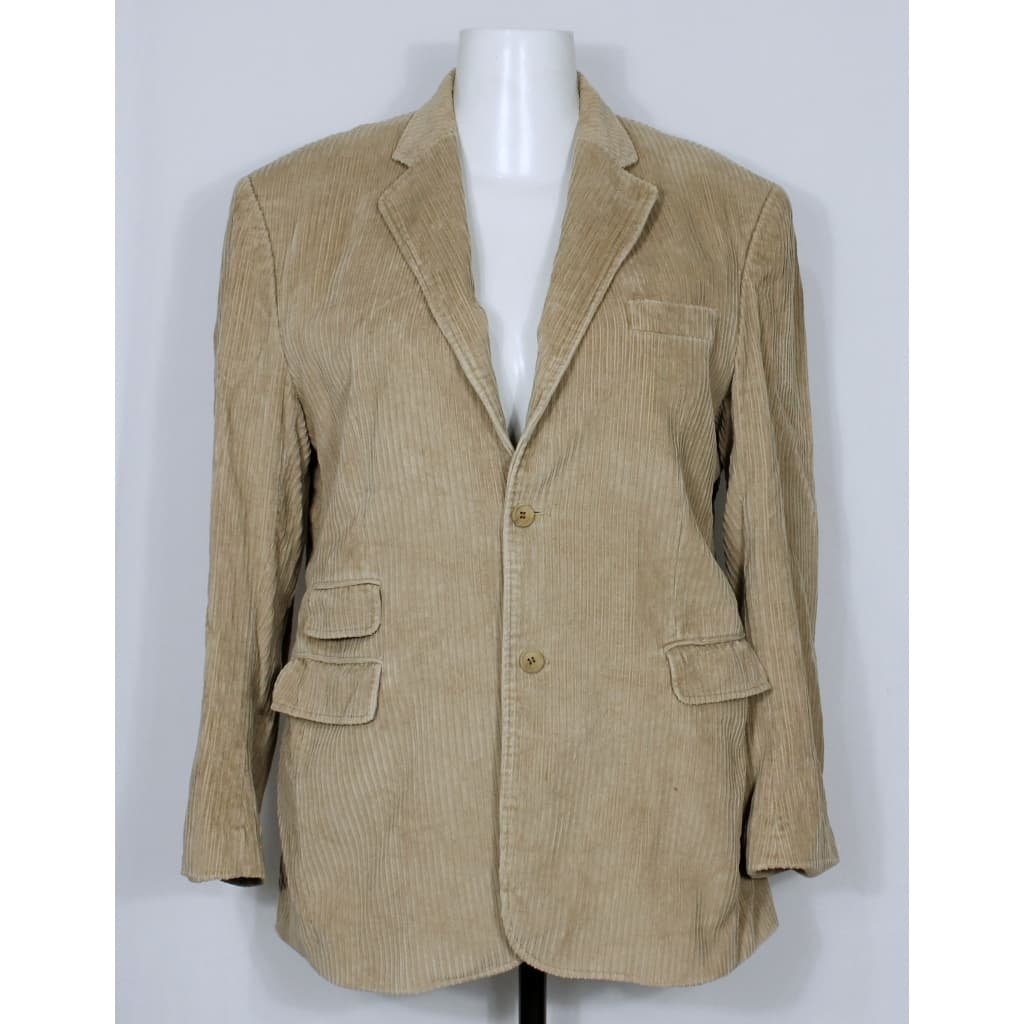 Blazer social alfaiataria masculina veludo cotelê bege - Tamanho 52 - Ref. 5133 (brechó)