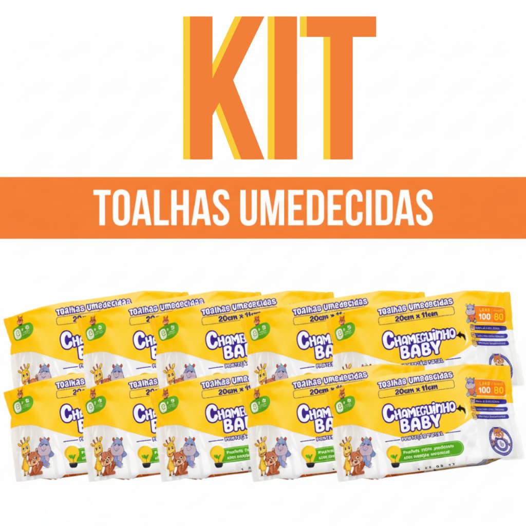 Kit Lenços Umedecidos Chameguinho Toalhas Meninos Meninas Bebe Higiene