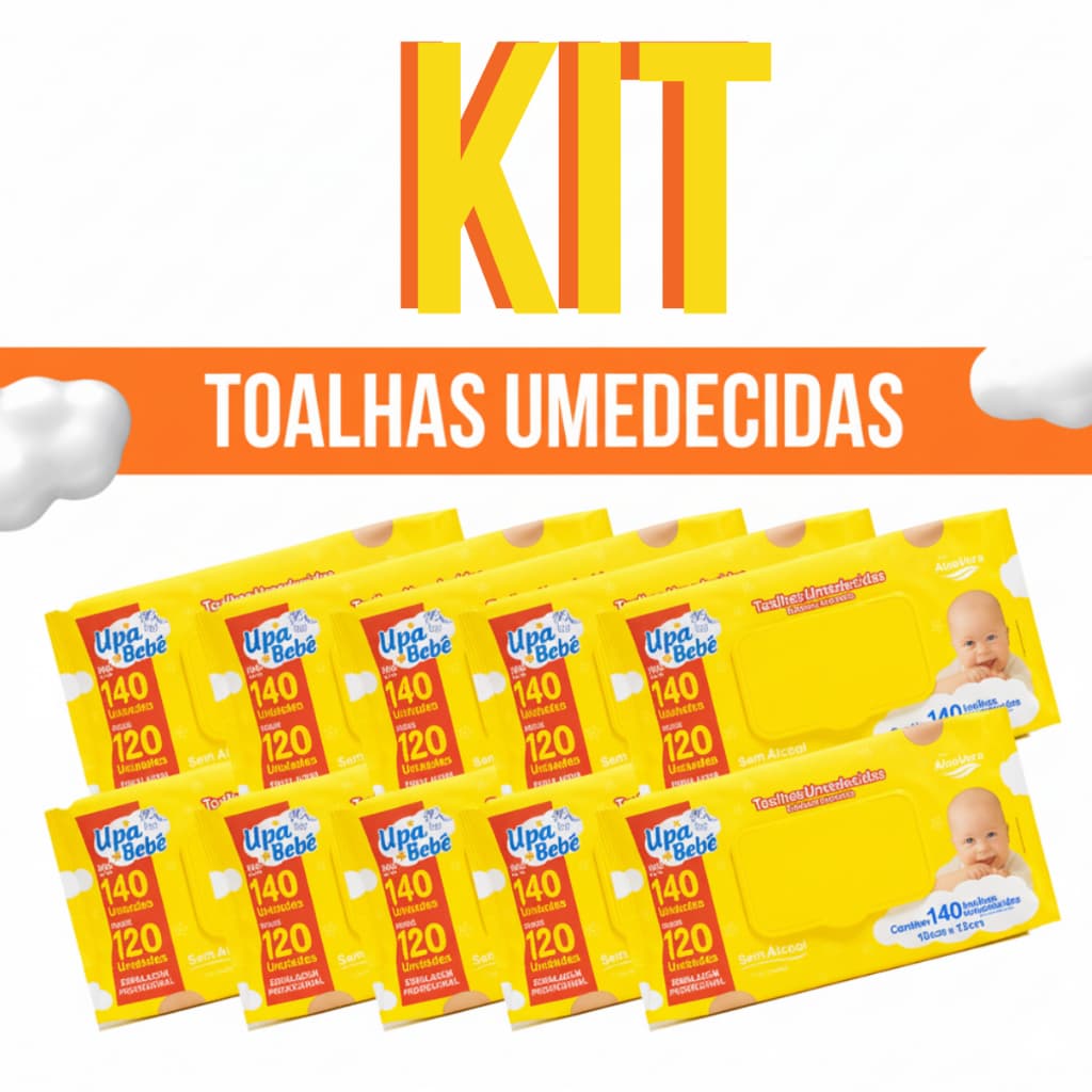 Kit Com Lenço Umedecido Pacotes Upa Bebê Toalha Higiênica Bebe Menino Menina