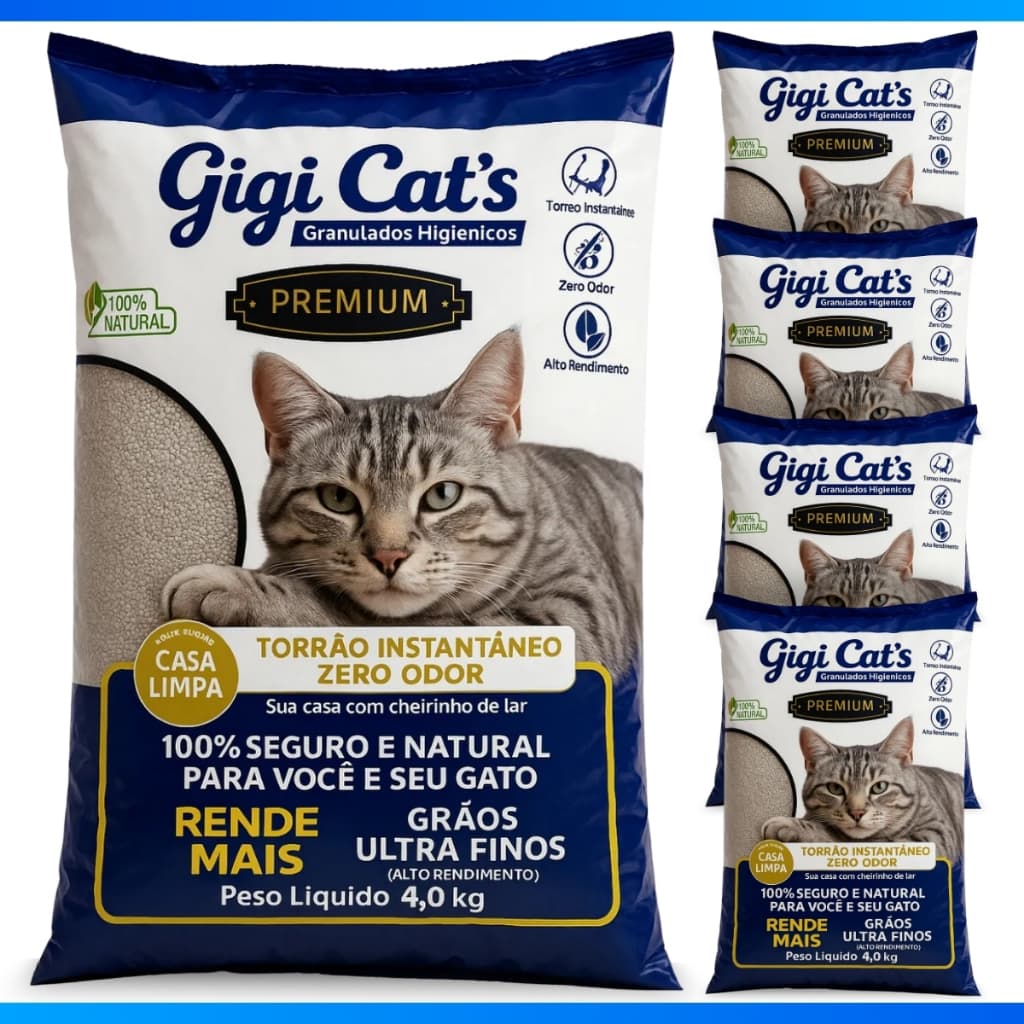 Areia Sanitária Higiênica Bentonita Para Gatos Anti Odor Premium Pacote de 4kg - EF PET