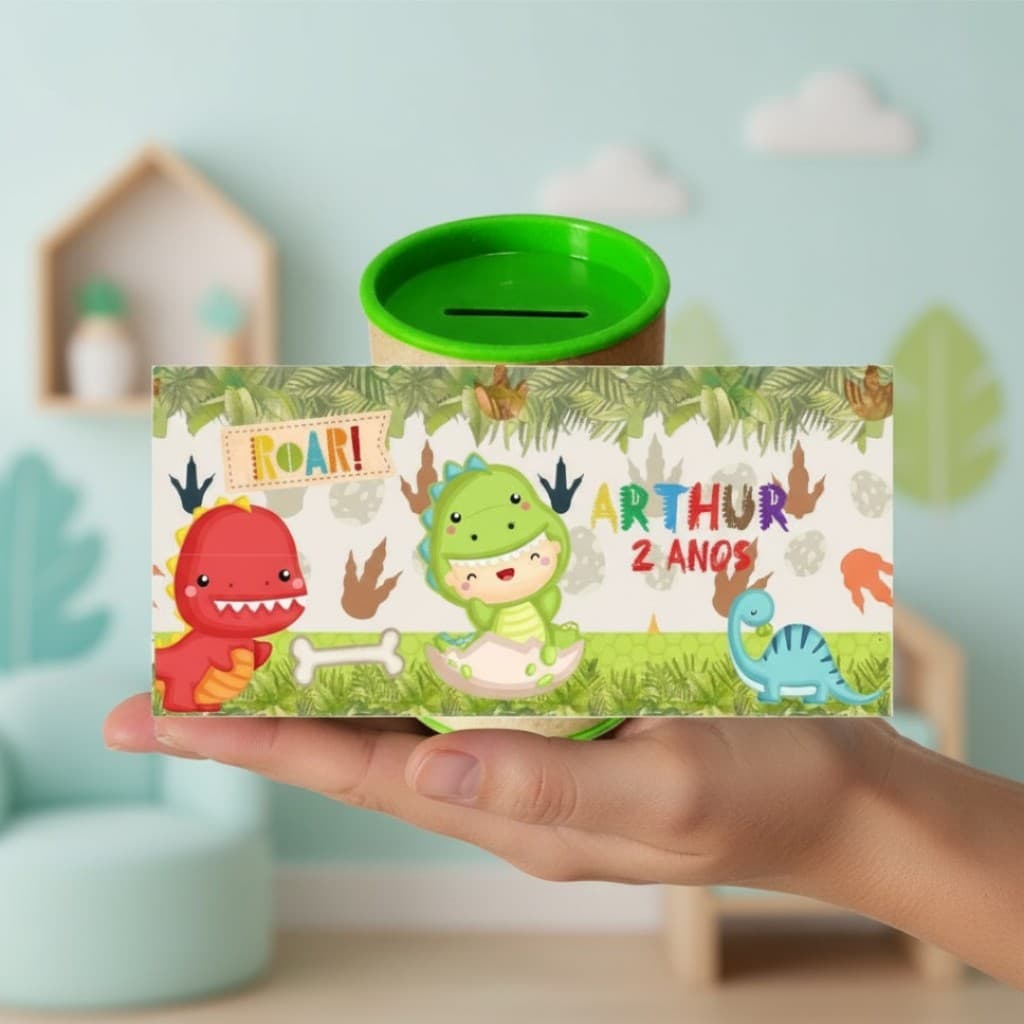 10 Cofrinhos Personalizados Festa Dino Baby