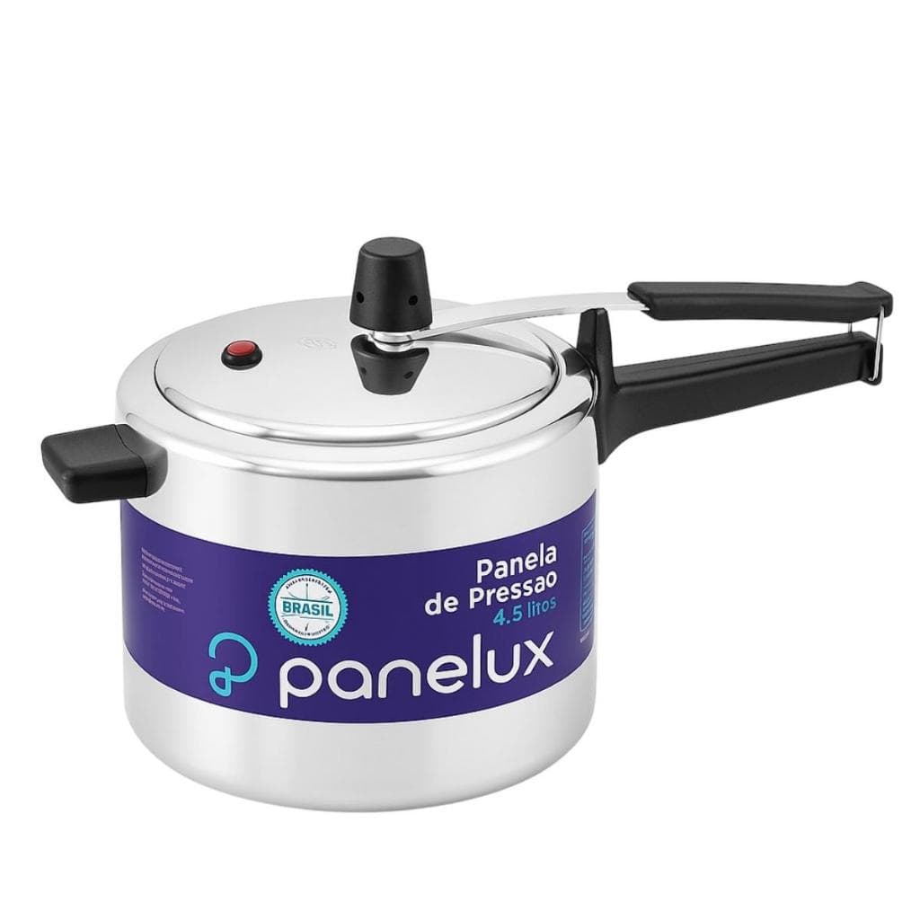 Panela de Pressão Panelux 4,5L Polida Alumínio Original Reforçada para Fogão a Gas