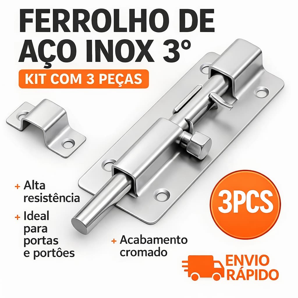 Ferrolho Trinco de inox para Porta 1.5 / 2 / 3 e 4 polegadas