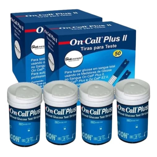 200 Unidade Fitas de Glicemia Medição Glicose On Call Plus II Cor Azul