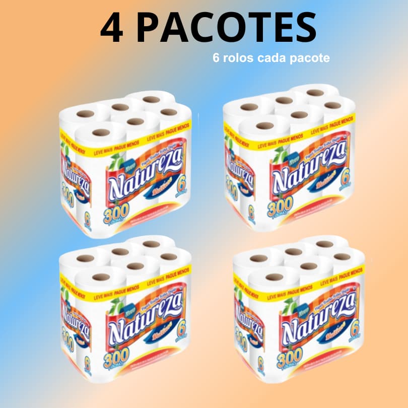 Papel Toalha Cozinha Natureza Folha Dupla 4 Pacotes C/ 6 Rolos cada