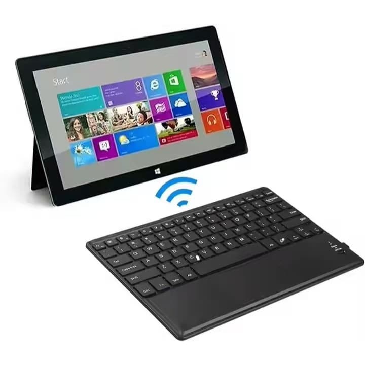 Teclado Bluetooth Chave Redonda Sem Fio Com TouchPad Para Celular/Tablet/Laptop 12 polegadas Cor preto