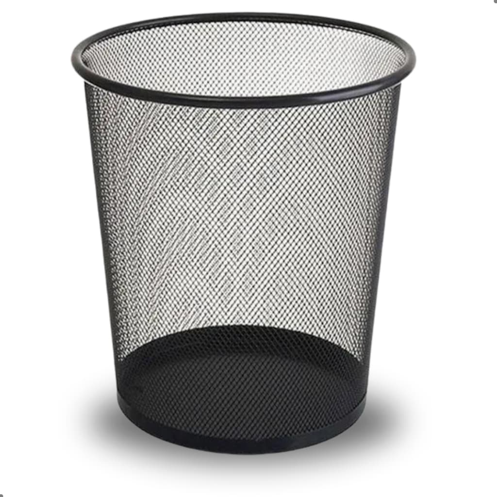 Lixeira Metal Aramado Cesto de lixo 10L Preta Redonda Para Escritorio Casa Quarto
