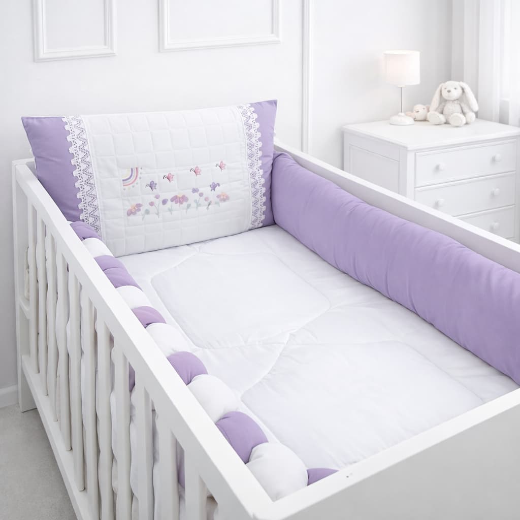 Kit Berço Americano Menina 09 Peças Linha Afeto Micro Percal - Várias Cores