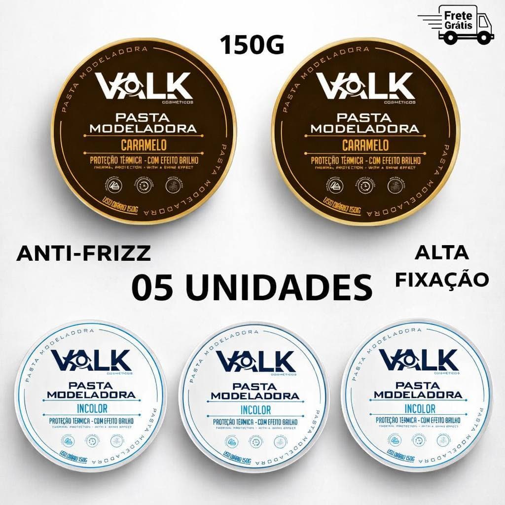KIt 05 Pomada Modeladora Valk Varios Modelos 150g Revenda Barbearia Atacado