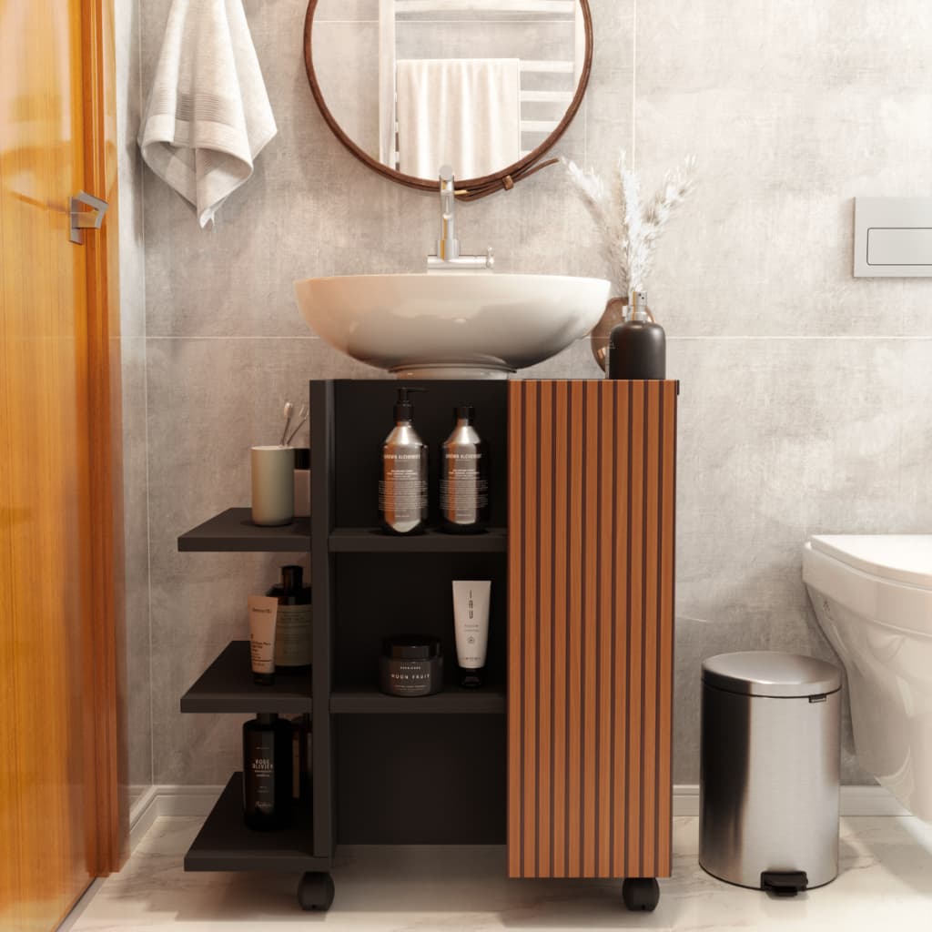 Armário Para Banheiro Para Pia De Coluna Cinco Prateleiras Classic