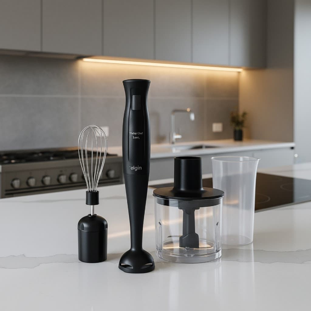 Mixer de Cozinha Turbo 3 em 1 200w - Batedor de Ovos, Triturador, Misturador - Elgin
