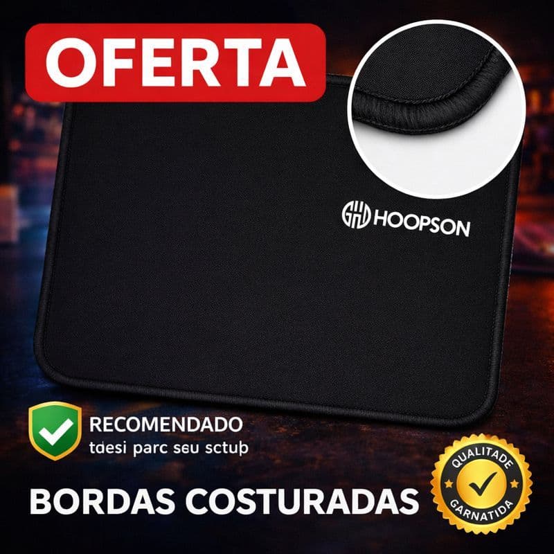 Mouse Pad Gamer Escritório Antiderrapante Tecido Precisão com Borda Costurada e Alta Durabilidade