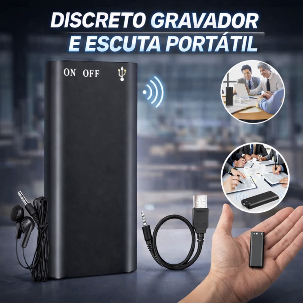 Mini Gravador De Voz Digital 8gb Até 96h Discreto Espião Usb