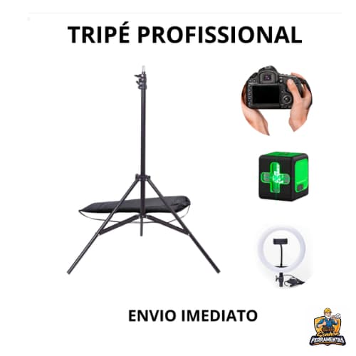 Tripé Profissional 2 Metros Para Ring Light, Maquinas Fotográfica, Nível Laser, Iluminação, Azulejista, Instalador