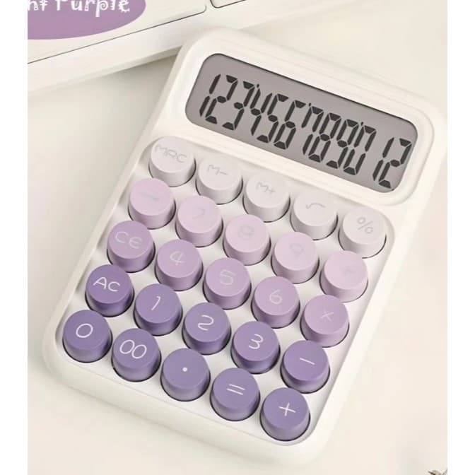 Calculadora Degrade Mecânica colorida 12 Dígitos Teclado Grande Escritório Escola Papelaria