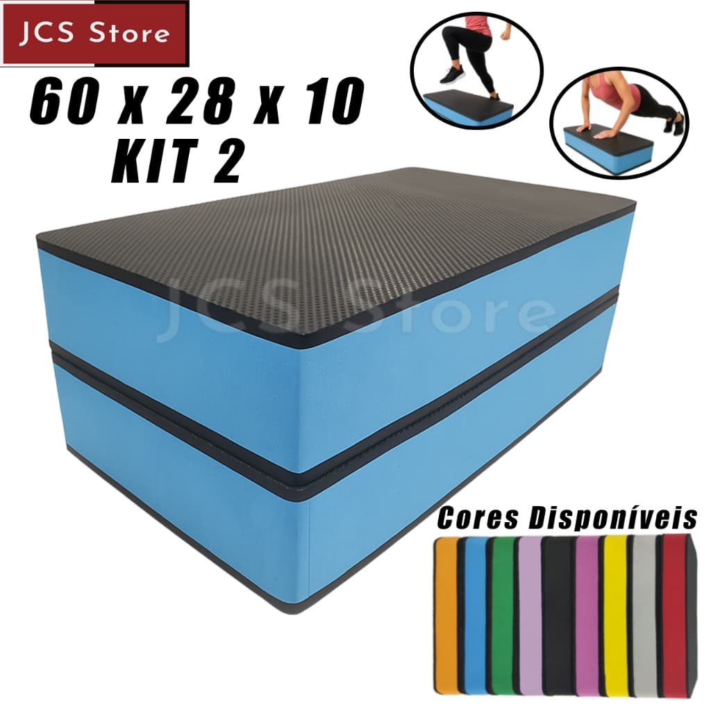 Step KIT 2 UNIDADES - 60 X 28 X 10 Para Exercíos Fitness Aeróbico Academia Esporte E.V.A