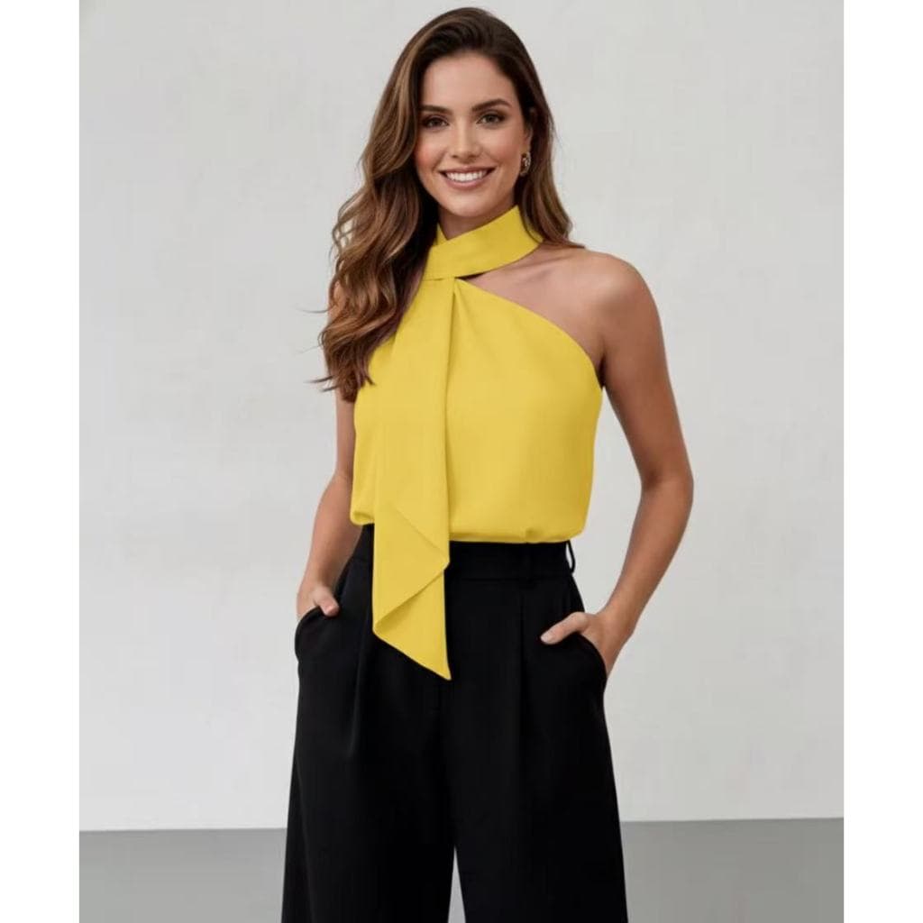 Blusa  Regata Elegante Feminina de Um Ombro Só -2026-2026