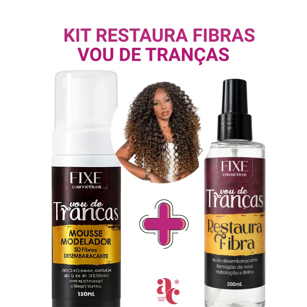 KIT RESTAURA FIBRAS VOU DE TRANÇAS MOUSSE MODELADOR 150ML + RESTAURA FIBRAS 200ML