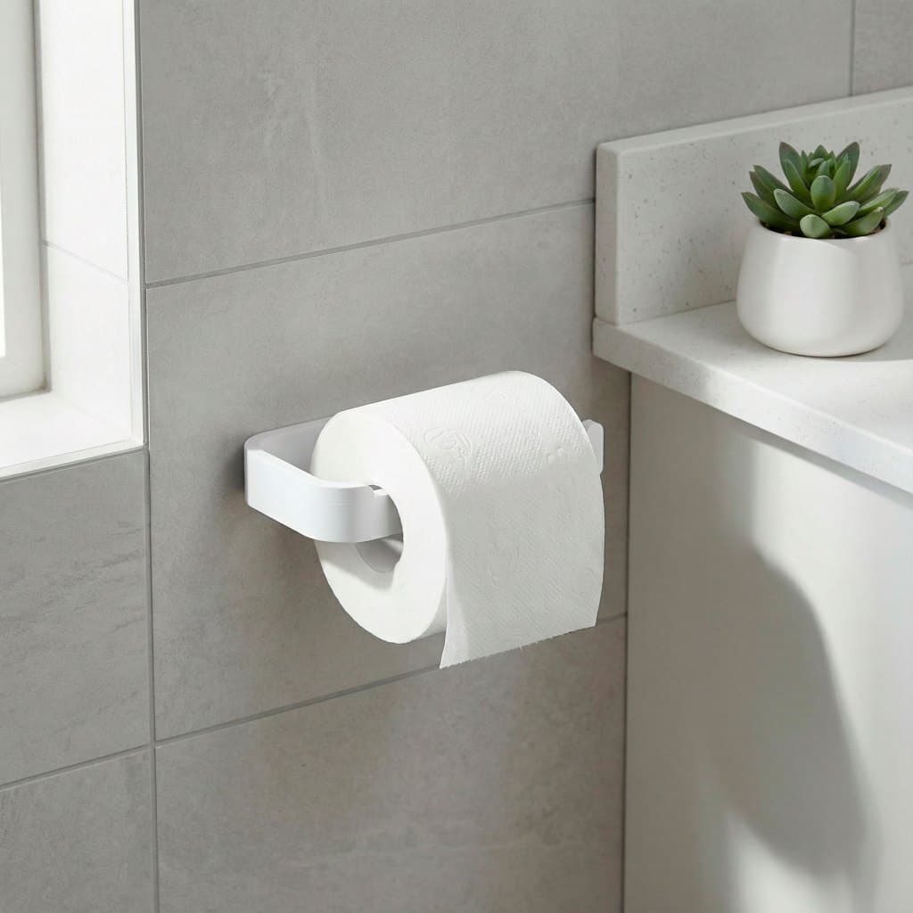 Suporte Papel Higiênico Adesivo de Parede sem Furos - Preto/Branco