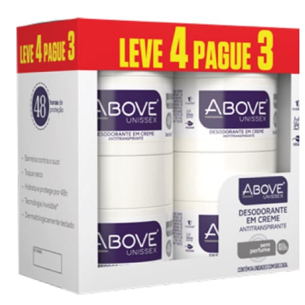 Kit Above Unissex Desodorante em Creme 50G Cada - Leve 4 Pague 3