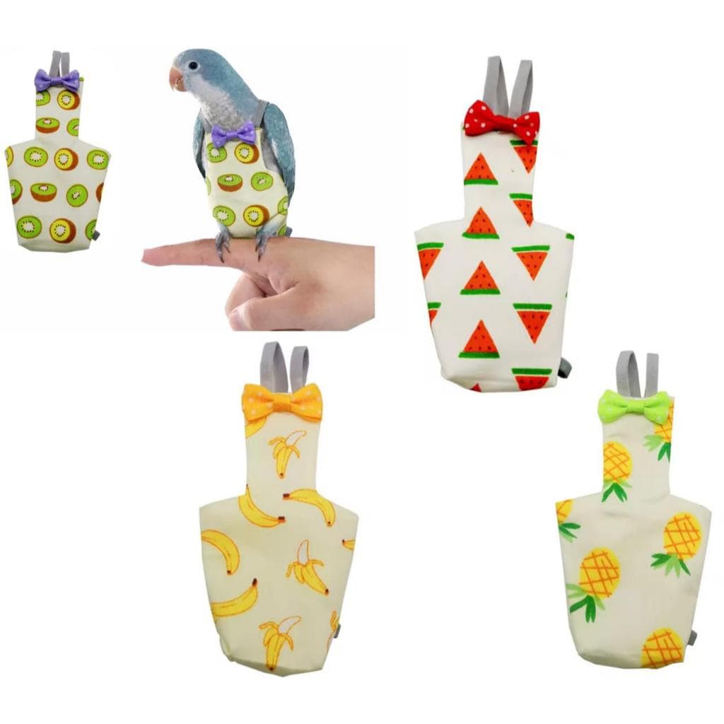 KIt 4x Fralda De Pássaro Lavável Roupa Calopsita Luxo Aves Mansas M