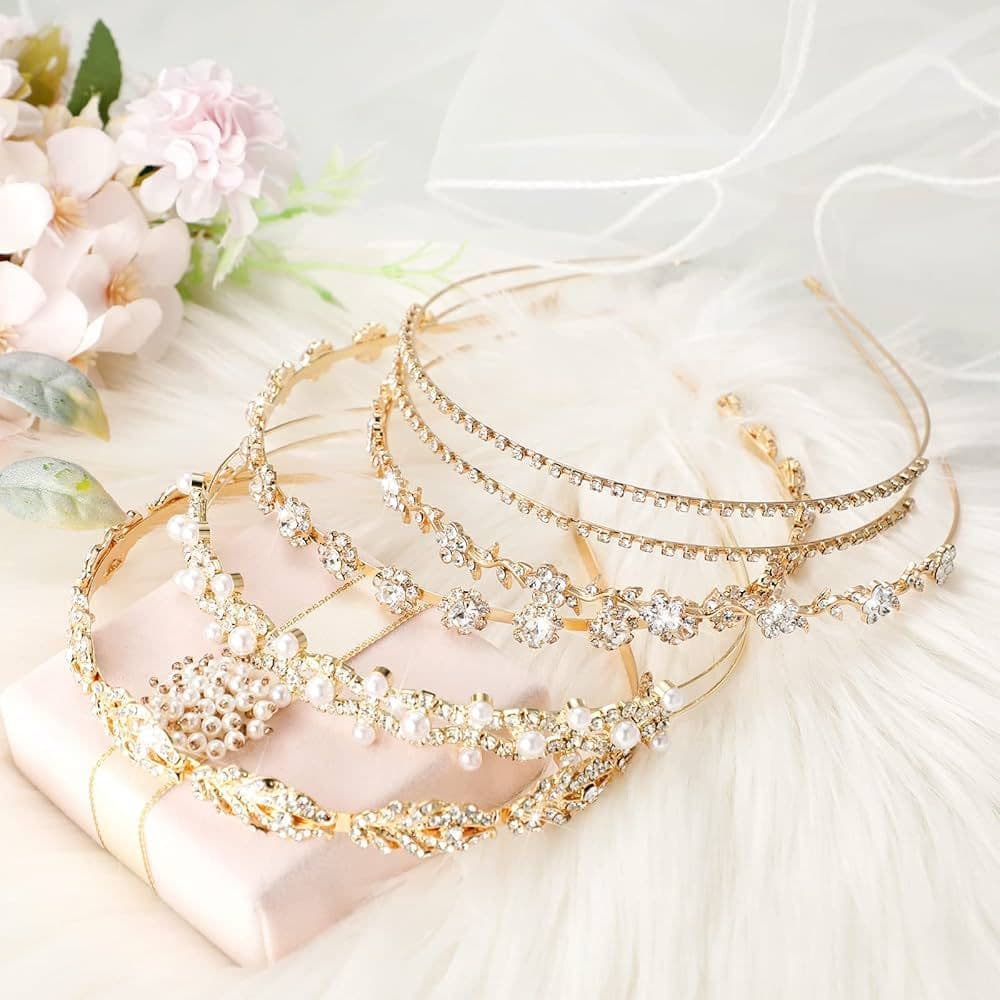 Tiara De Cabelo Arco De Noiva Debutante Pedraria Dourado Prata Acessório De Casamento Penteado