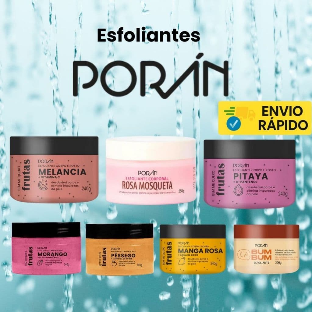 Esfoliantes Porán Para Corpo e Rosto | Remove Impurezas, Hidrata e Perfuma