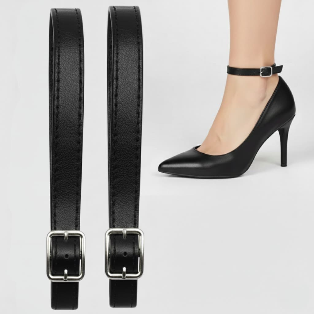 Par De Tornozeleira Para Sandalia Rasteira Scarpin Ajustavel Fivela Prata o Par Prateado