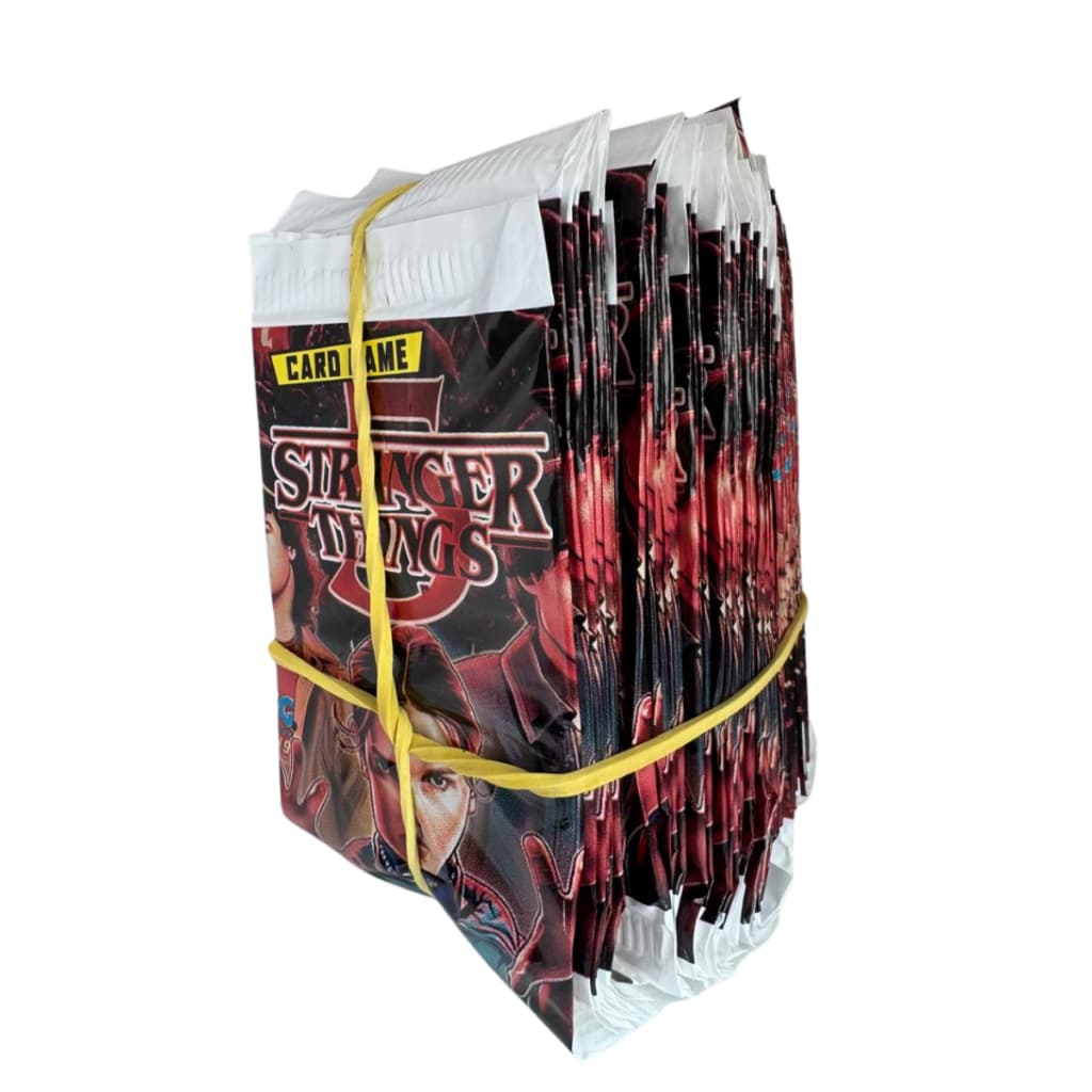Kit 200 Cards Stranger Things Eleven Will 50 Envelopes Fechado Bater Bafo Trocar Carta da Série