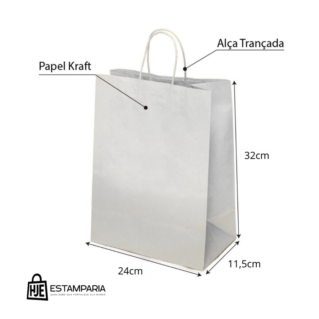 Sacolas Kraft (BRANCO) - 10 Unidades - M G