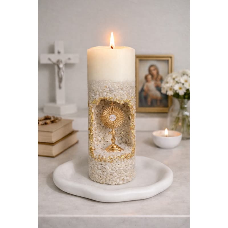 Vela Oratório em pedras brancas - Ostensório