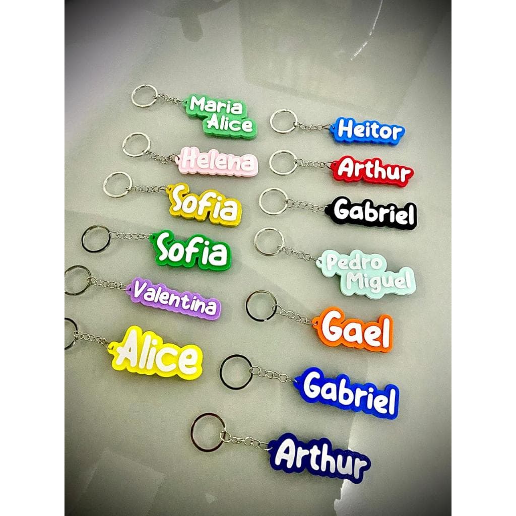 Chaveiro com nome personalizado em 3D para Mochila escolar, lembrancinha aniversário