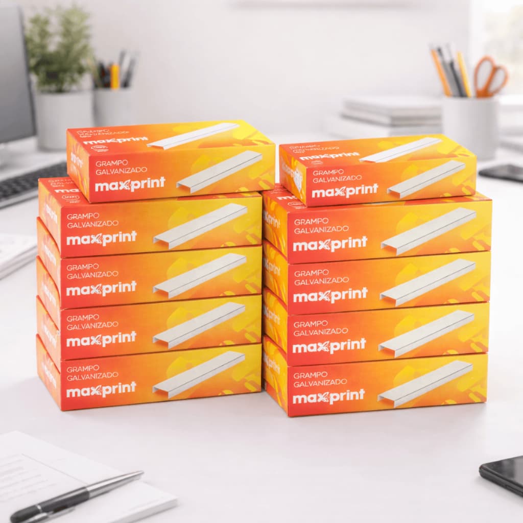 Kit 10 Caixas De Grampos Galvanizados 26/6 com 5000 unidades por embalagem - Maxprint