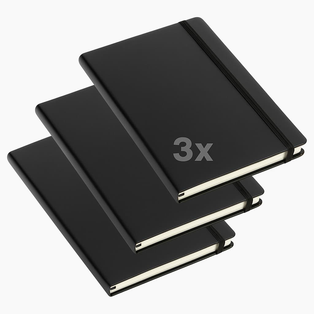 Kit 3 Cadernetas Moleskine Capa Dura Universitária Executiva Escolar 80 Folhas Com ou Sem Pauta Com Elástico