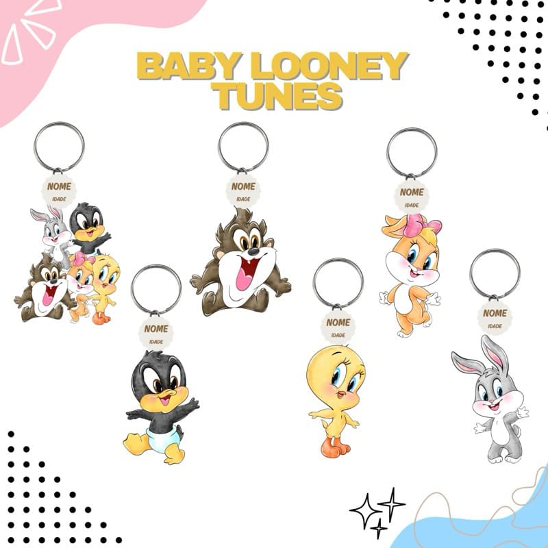 Baby Looney Tunes Chaveiro em Acrilico Molhável Lembrancinha Infantil
