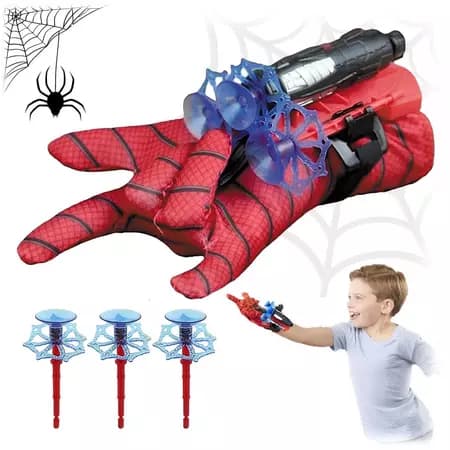 DLI Luva Lança Dardos Homem Aranha Infantil Brinquedo Spider Man Herói Lançador Teia Ventosa