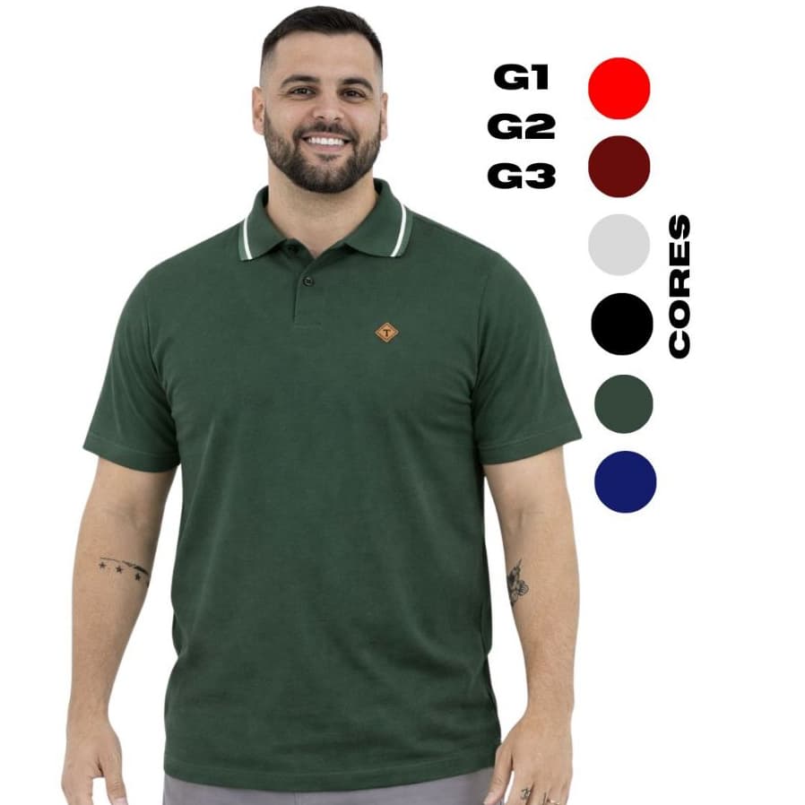 Camiseta Polo Plus Size Masculina G1 G2 G3 100% Algodão Camisa Para Homem Tamanho Grande