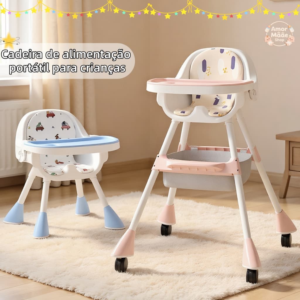 Cadeira de Alimentação Infantil 3 em 1 Alta e Baixa com Assento