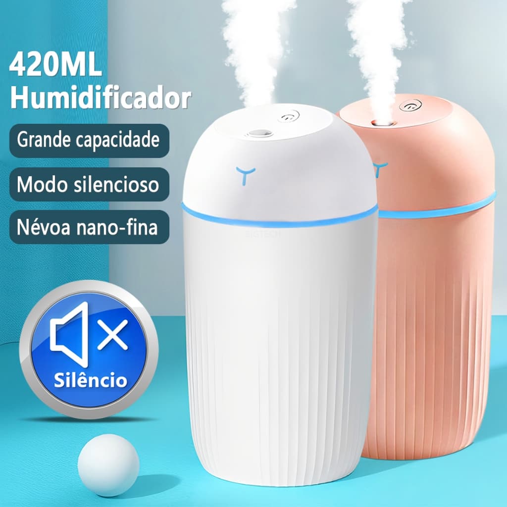 Umidificador De Ar E Aromatizador Purificador Humidificador De Ambiente Difusor Para Carro 420ml