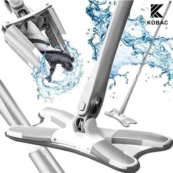 Esfregão Giratório Multiuso com 2 Refis | Haste de 130cm, Rotação 360° para Limpeza Fácil e Rápida