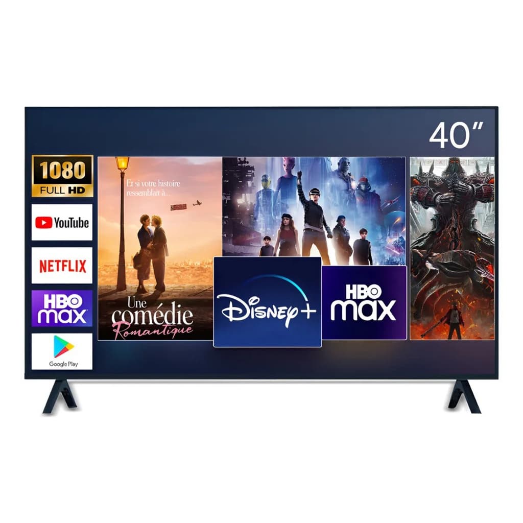 Smart TV (40/24/32/40 Polegadas) RAY VASI Full HD Wi-Fi 100/240V Android TV - Com Controle Remoto Padrão