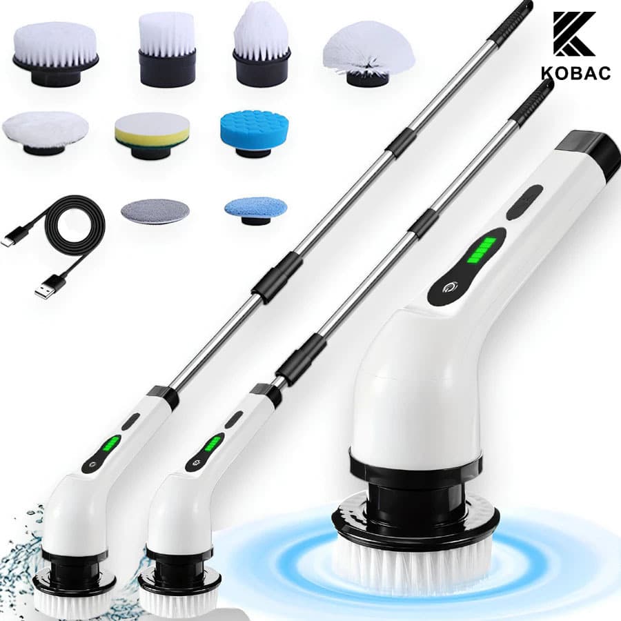 Escova De Limpeza 9 Em 1  Elétrica Giratória Com Cabo Alongador