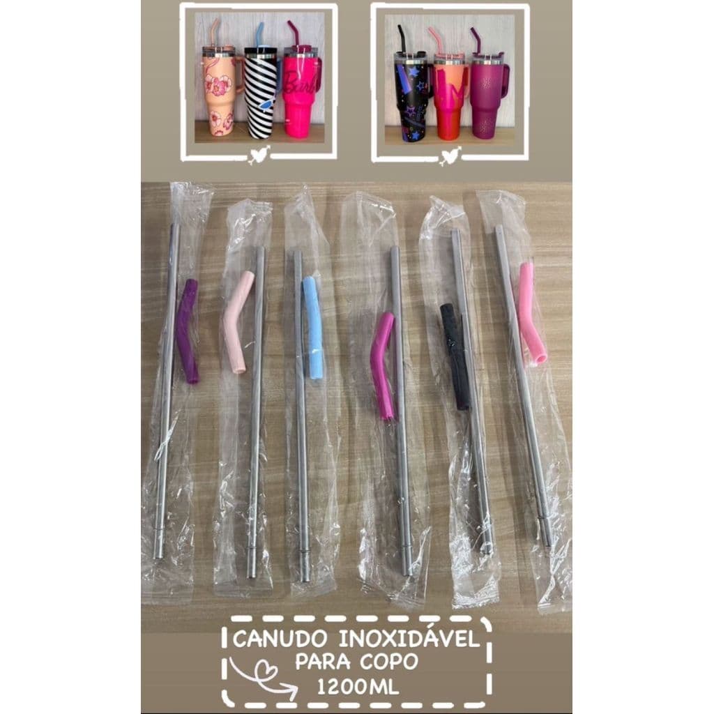 Canudo de aço inoxidável com bico de silicone para copos de 40 oz/1200ml, furo de 8 mm