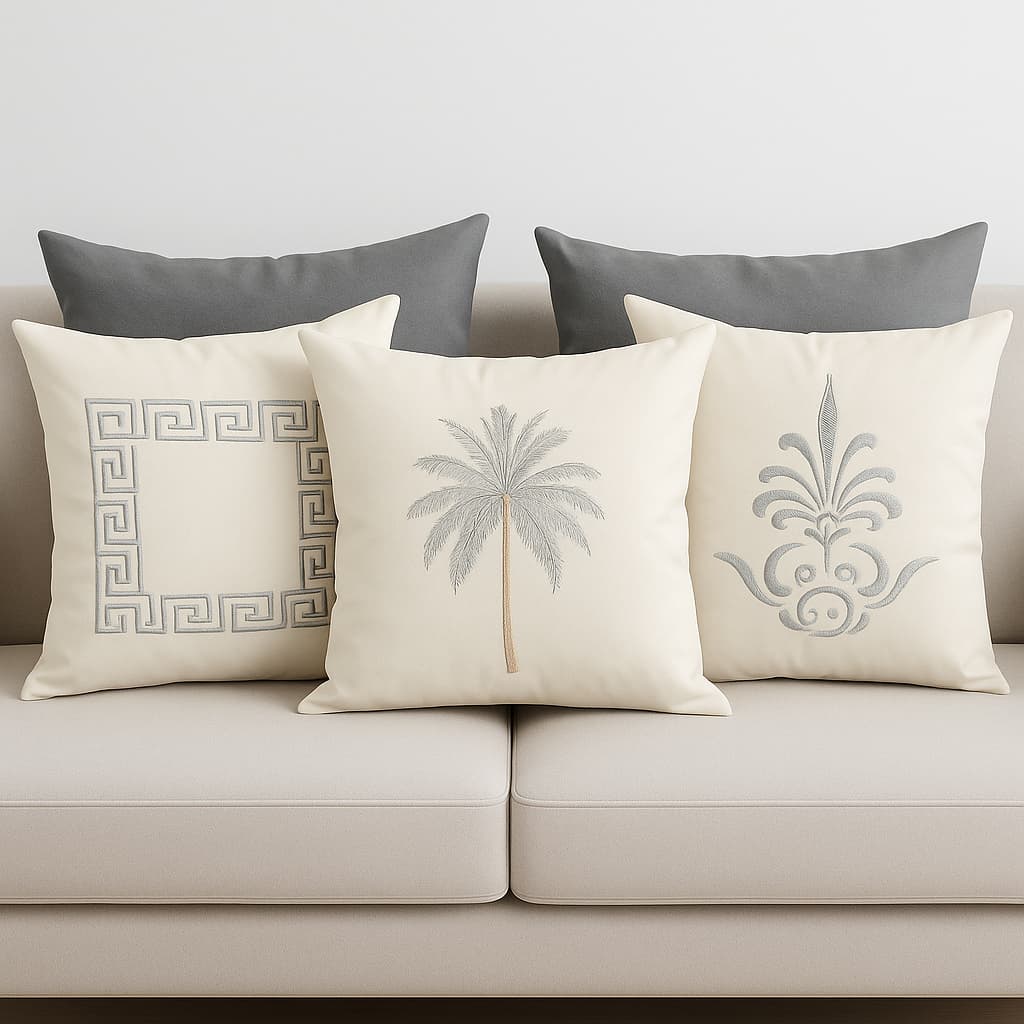 Kit 05 Capa de Almofada suede Bordada PROMOÇÃO