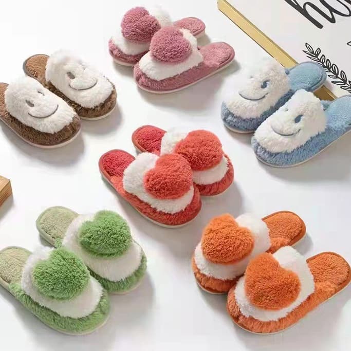 Pantufa Pompom De coração Para Inverno Quente Antiderrapante confortável para Adulto