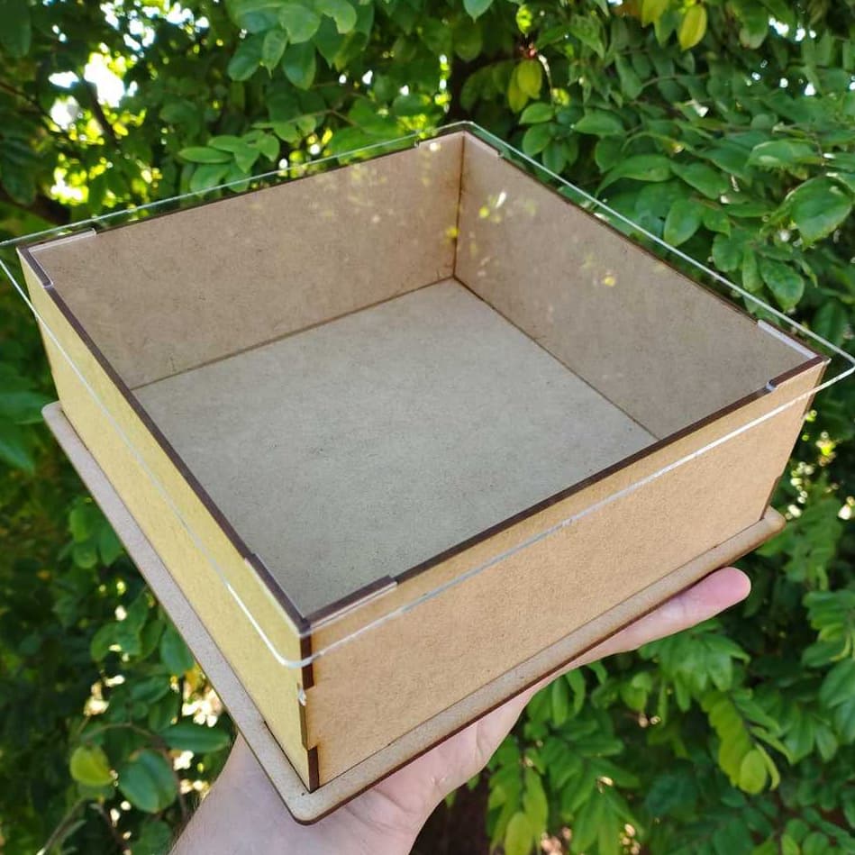 Caixa em MDF Tampa Acrílica Encaixe personalizada casamento aniversário