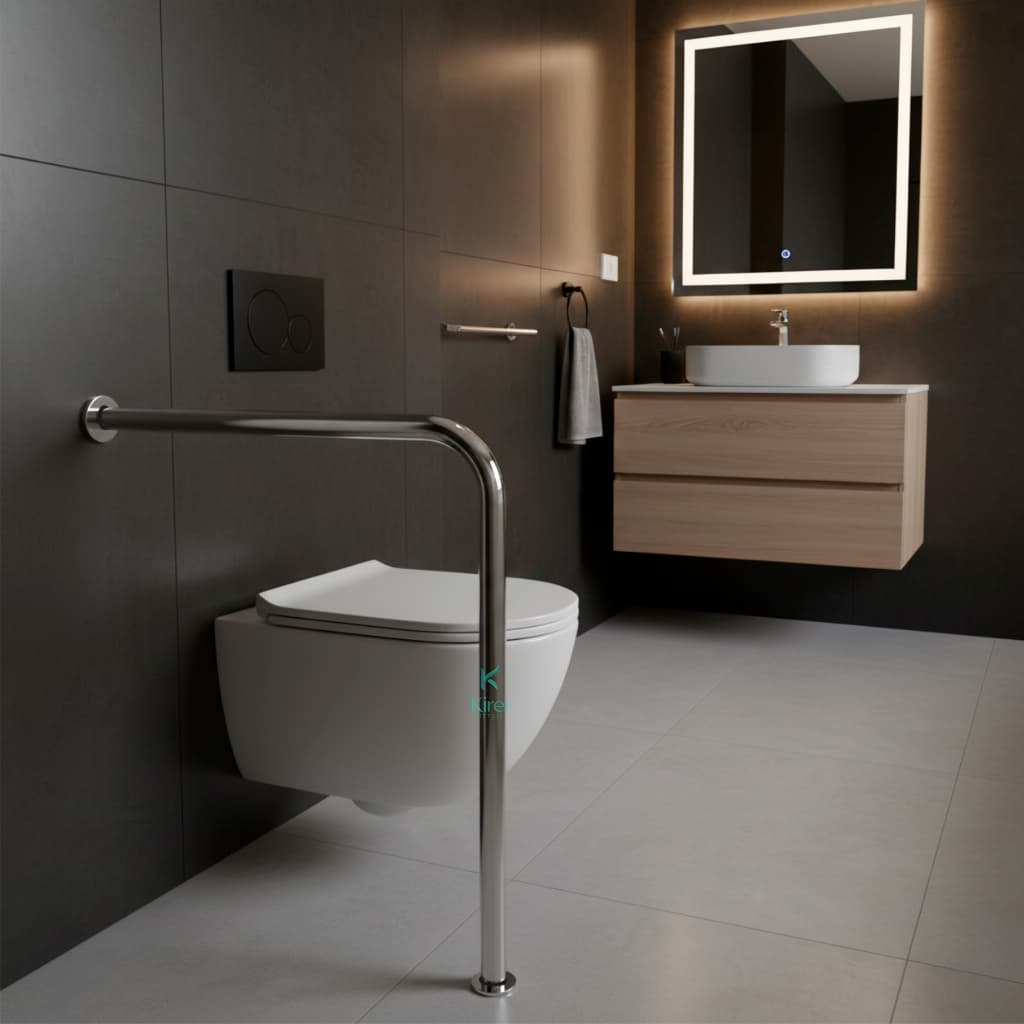 Barra de Apoio 65x65cm Alça de apoio em L Para Vaso Sanitário